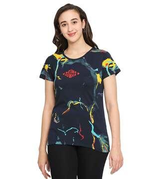 abstract print crew-neck t-shirt