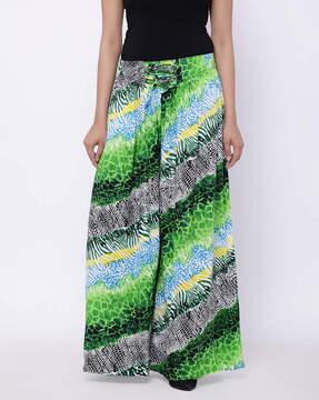 abstract print flared palazzos