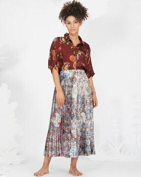 abstract print flared skirt