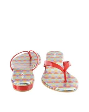 abstract print flat sandals