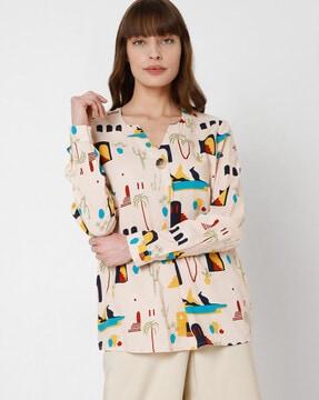 abstract print full sleeves  top
