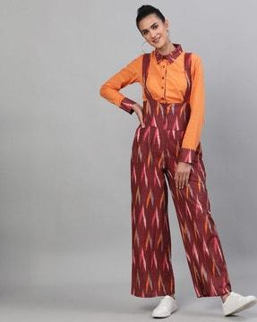 abstract print full sleeves dungaree