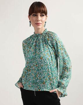 abstract print high neck top