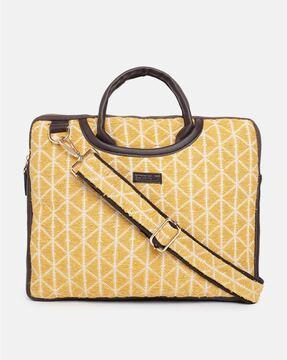 abstract print laptop handbag with detachable strap
