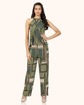 abstract print pant-suit set