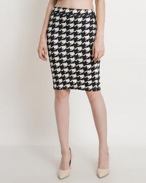 abstract print pencil skirt