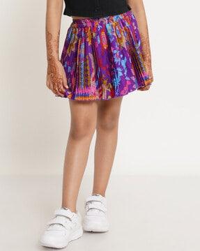abstract print pleated mini skirt