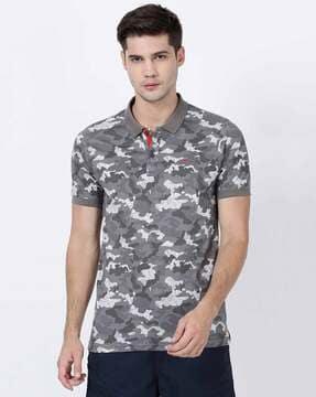 abstract print polo t-shirt