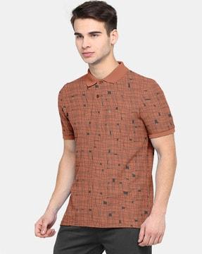 abstract print regular-fit polo t-shirt