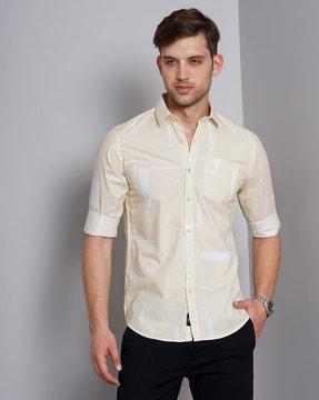 abstract print regular fit shirt