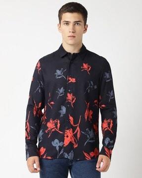 abstract print regular fit shirt