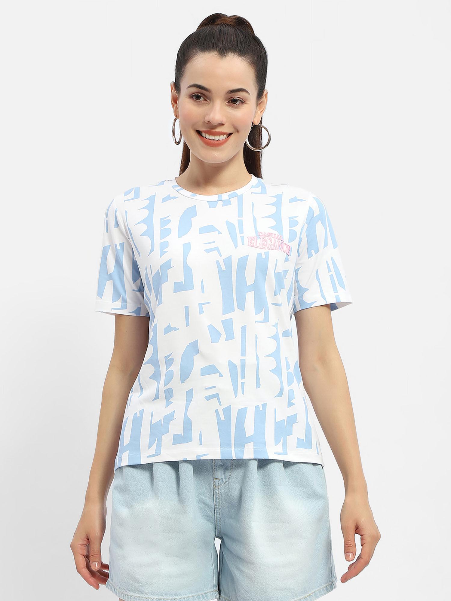 abstract print sea green t-shirt