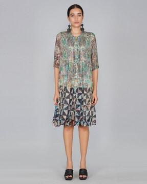 abstract print shirt dress