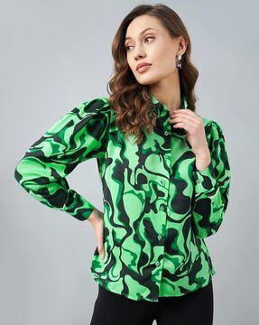 abstract print shirt with trousers set