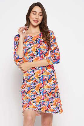 abstract print short night dress in multicolour - cotton - multi