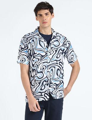 abstract print short sleeve shirt