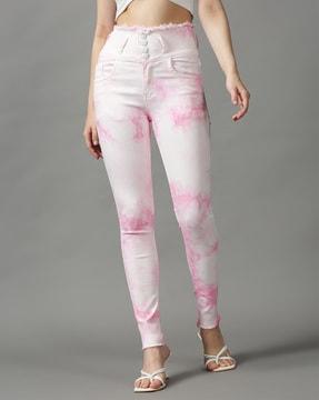abstract print skinny fit jeans