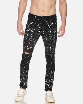 abstract print skinny jeans