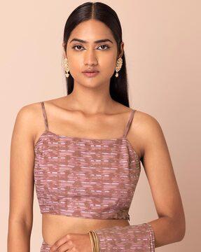 abstract print sleeveless crop top