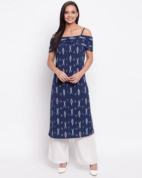 abstract print sleeveless kurta