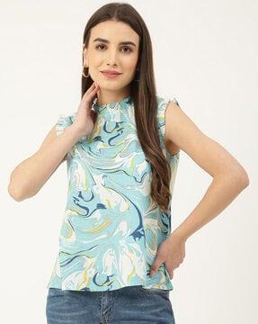 abstract print sleeveless top