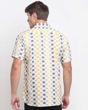 abstract print slim fit shirt