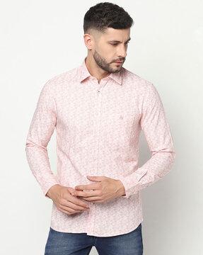 abstract print slim fit shirt