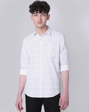 abstract print slim fit shirt