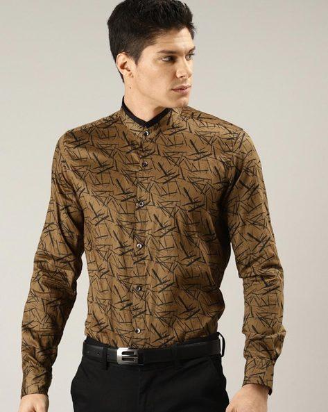 abstract print slim fit shirt