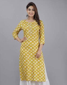 abstract print straight kurta