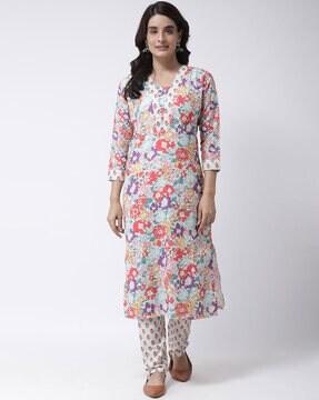 abstract print straight kurta