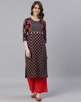 abstract print straight kurta