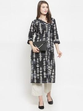 abstract print straight kurta