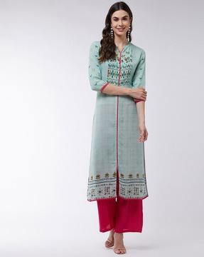 abstract print straight kurti