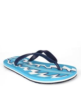 abstract print thong-style flip flops
