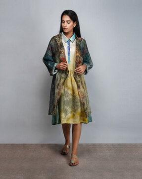 abstract print trench coat
