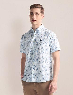 abstract print twill shirt