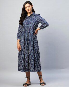 abstract printed a-line dress