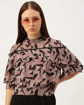 abstract printed regular top