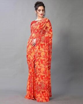 abstract printed saree with unstitched blouse piece