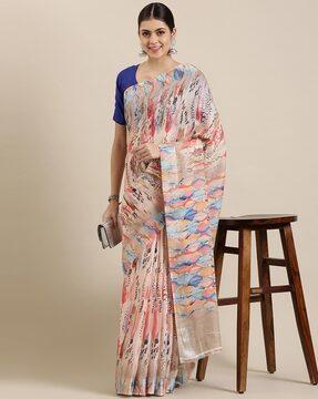 abstract printed saree