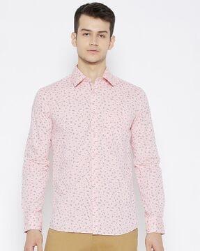 abstract printed slim fit classic shirt