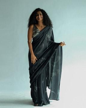 abstract printed woven saree