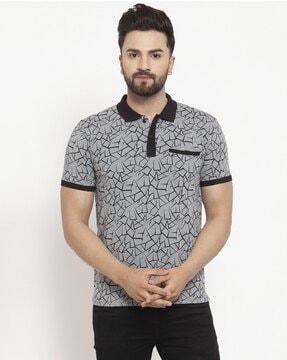 abstract regular fit polo t-shirt