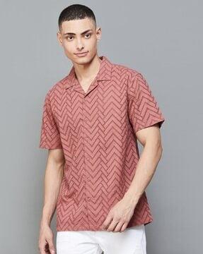 abstract regular fit shirt with spread collar