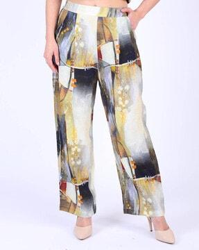 abstract relaxed fit ankle length pants