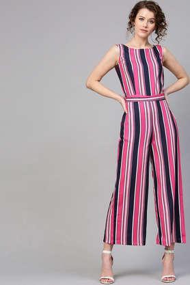 abstract sleeveless polyester women's jumpsuit - multi