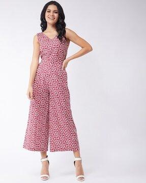 abstract v-neck jumpsuit