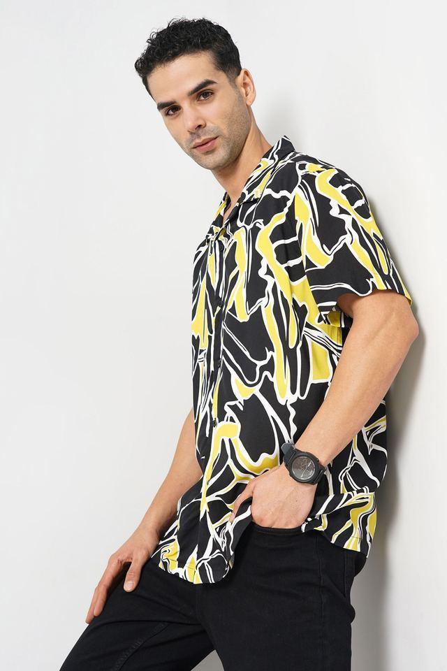 abstract viscose regular fit mens casual wear shirt