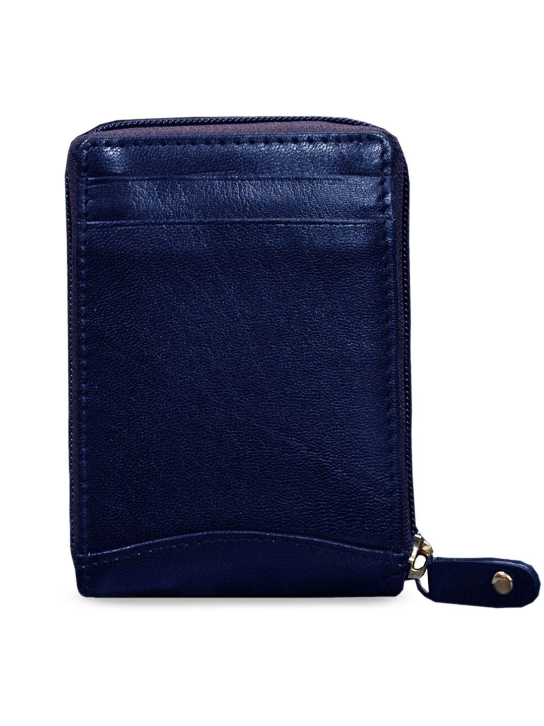 abys unisex blue solid genuine leather card holder
